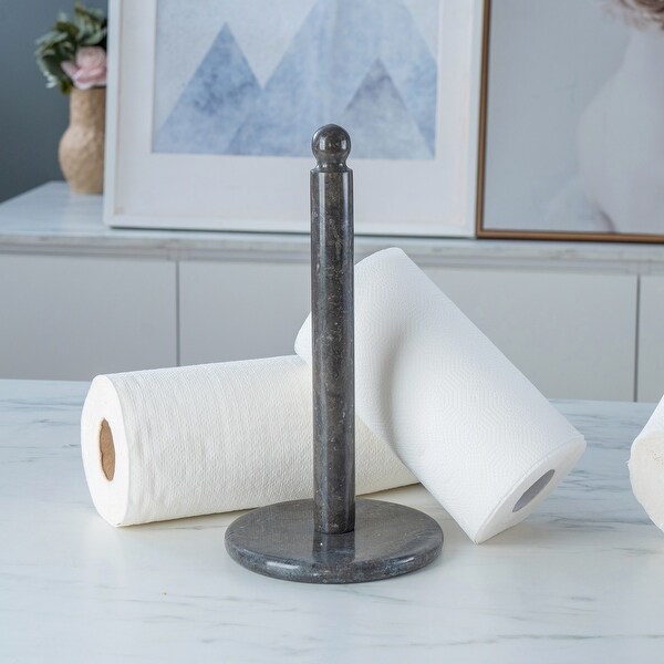 Creative Home Charcoal Marble 12.75"H Deluxe Upright Paper Towel Holder - 6.5" Diam. x 13" H