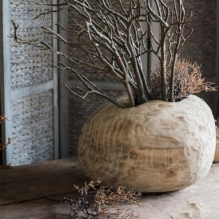 RusticReach Parasol Tree Wood Natural Solid Wood Floral Container