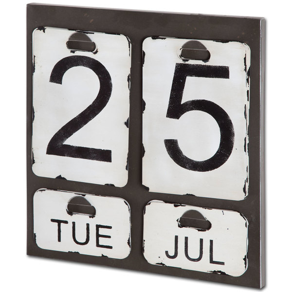 Dario White Metal Distressed Hanging Day Calendar - Small