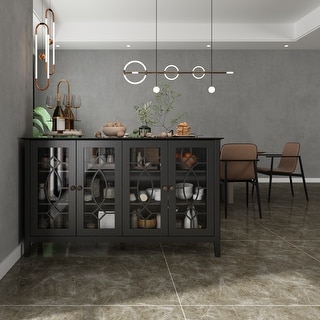 FAMAPY 53.9'' Sideboard Buffet Boocase Media Adjustable Shelves