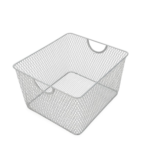 Ybm Home Silvertone Stainless Steel Mesh Open Storage Basket