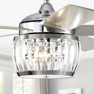 Nadire 52 Inch Chrome Polished Finish Glam Style Crystal Ceiling Fan with Remote