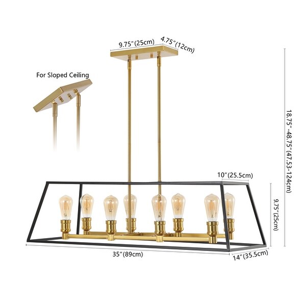 Suillius Farmhouse Industrial Iron LED Pendant, Black/Brass Gold by JONATHAN Y