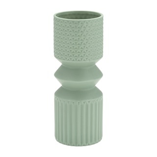 Sagebrook Home 11" Ceramic Mallet Vase Creative Sage Green Floral Vase Contemporary Abstract Decorative Table Vase For H