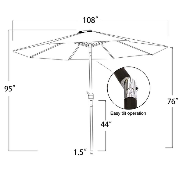 9 Feet Blue/White Strip Patic Umbrella with Tilt and Crank