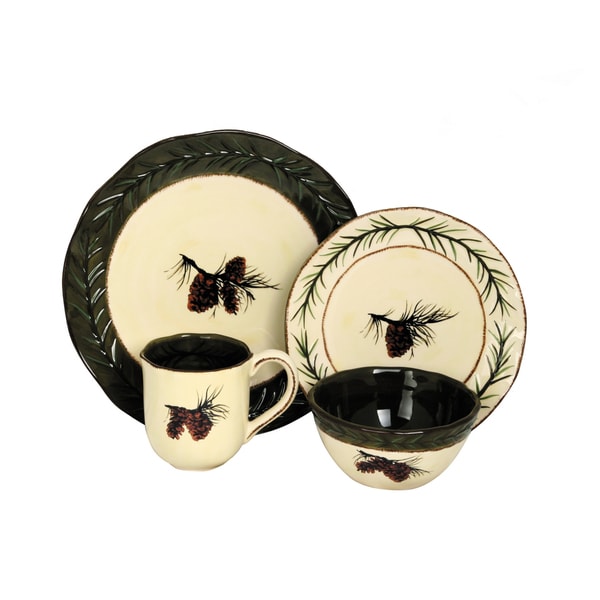 HiEnd Accents 16-Piece Pine Cone Dinnerware Set