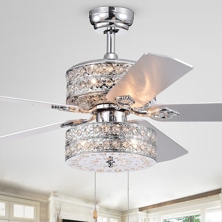 Empire Deux 5-Blade Silver Chandelier Ceiling Fan 52-Inch Optional Remote Control (incl 2 Color Option Blades)