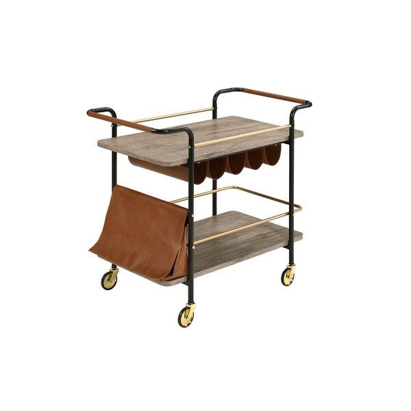 TiramisuBest Serving Cart, Natural, Gold & Black Finish