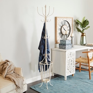 White Metal Farmhouse Coat Rack - 15 x 15 x 72