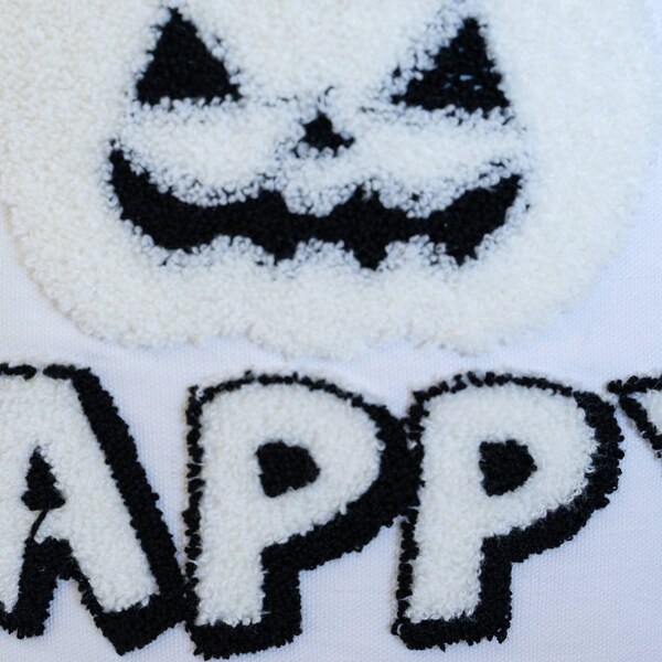 Happy Halloween Cotton 20"x20" Black Square Decorative Throw Pillow with Insert