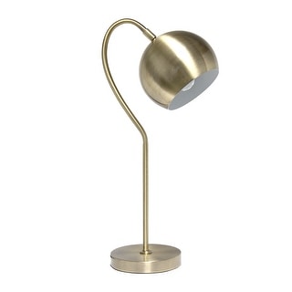 Lalia Home Mid Century Curved Table Lamp w/ Dome Shade, Antique Brass - 10"L x 6"W x 20.25"H