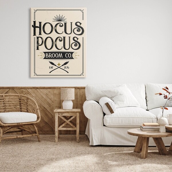 Stupell Vintage Hocus Pocus Broom Sign Canvas Wall Art, Design by Angela Nickeas