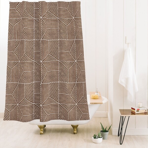 Little Arrow Design Co Bohemian Geometric Tiles Brow Made to Order Shower Curtain 71" x 74" with Liner