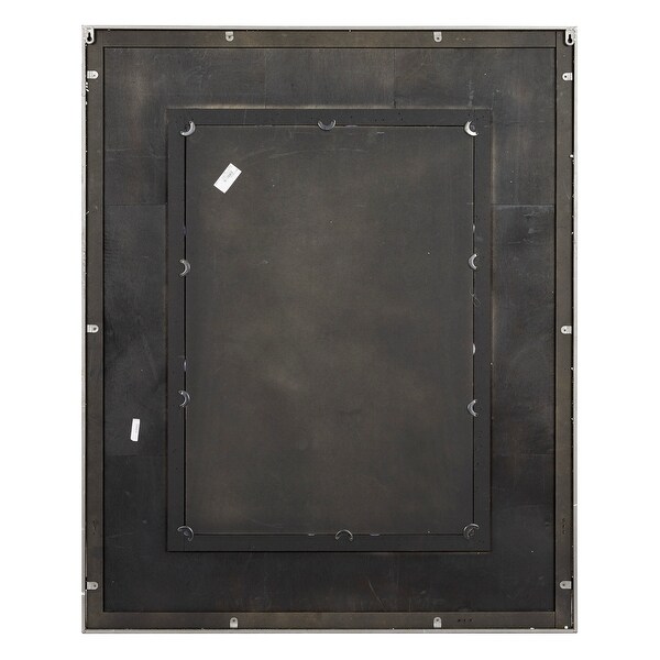 Large Rectangular Golden Brown Wood Wall Mirror with Metal Grid Overlay 36 x 44 - 36 x 1 x 44