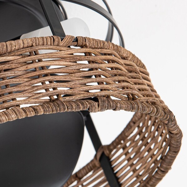 Farmhouse Black 3-Blade Drum Flush Mount Ceiling Fan with Remote and Light Kit - 12.5-in W