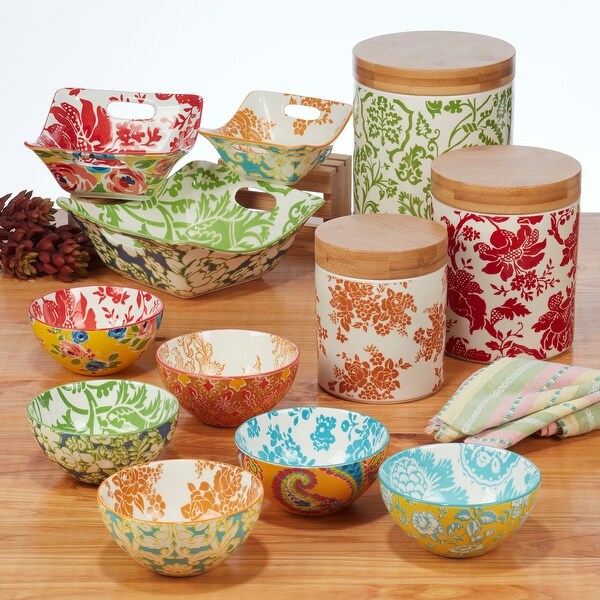 Certified International Damask Floral Assorted Designs All Purpose Bowls, Set of 6