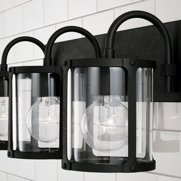 Brennen 3-light Black Iron Bath/ Vanity Fixture w/ Clear Glass