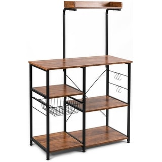 4 Tier Vintage Kitchen Baker's Rack Utility Microwave Stand - 35.5" x 16" x 54.5" (L x W x H)