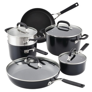 KitchenAid Hard-Anodized Nonstick Cookware Pots and Pans Set, 10-Piece, Onyx Black
