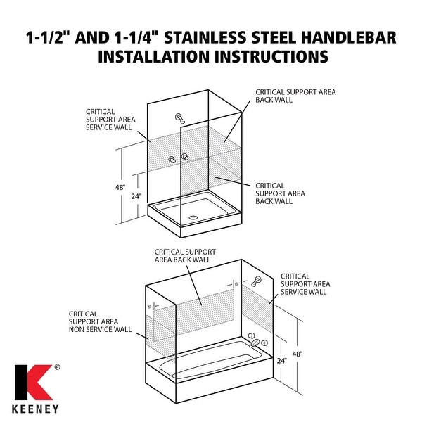 Keeney Wave Designer Grab Bar 1.25 Dia x 16 in., Brushed Nickel