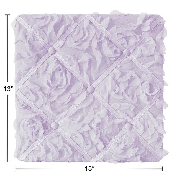 Purple Floral Rose 13in Fabric Memory Photo Bulletin Board - Lavender Flower Luxurious Elegant Princess Vintage Boho Shabby Chic