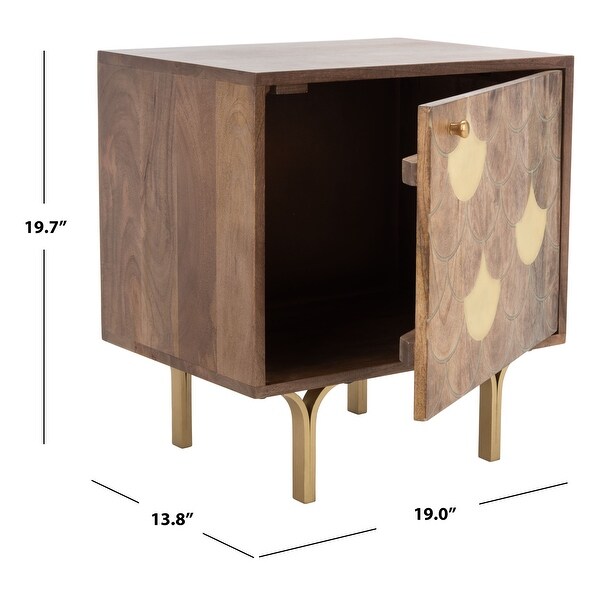 SAFAVIEH Celestina Modern Brown Wood Storage Nightstand