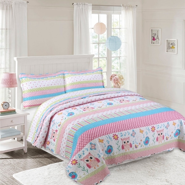 Porch & Den Dutton Bird and Stripe Kids Quilt Set