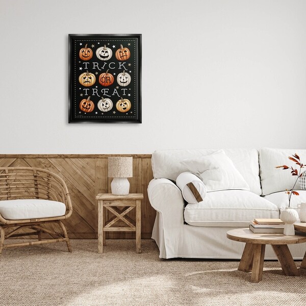 Stupell Trick Or Treat Jack-o-Lanterns Framed Floater Canvas Wall Art, Design by Elizabeth Tyndall