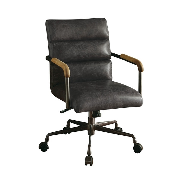 Vintage Industrial Style 360 Degree Swivel Adjustable Seat Height Executive Office Chair in Antique Top Grain Leather