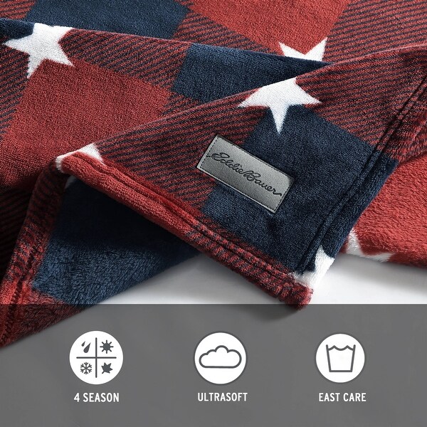 Eddie Bauer Americana Ultra Soft Plush Fleece Throw Blankets