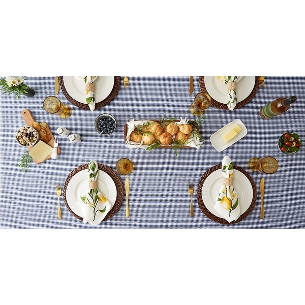 French Blue Farmhouse Gingham Tablecoth 70 Round