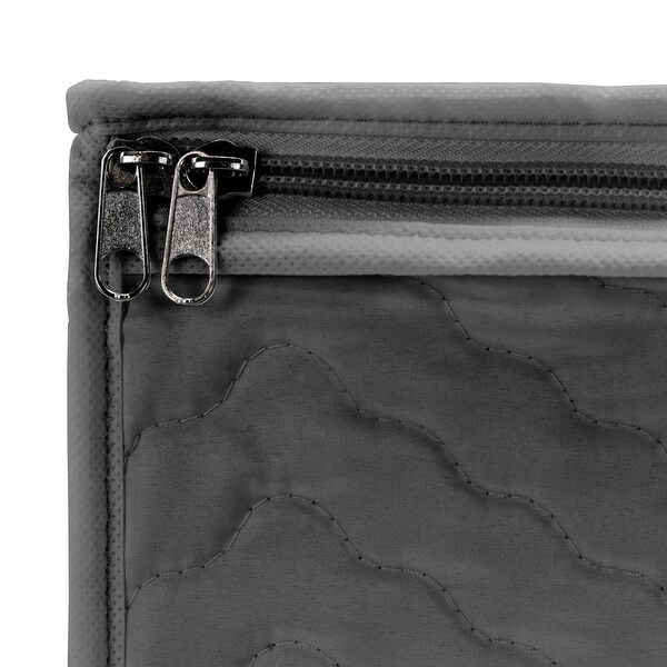 Stemware Wine Glass Storage Chest - Deluxe Quilted Microfiber Holds 12 Glasses (Beige / Gray)