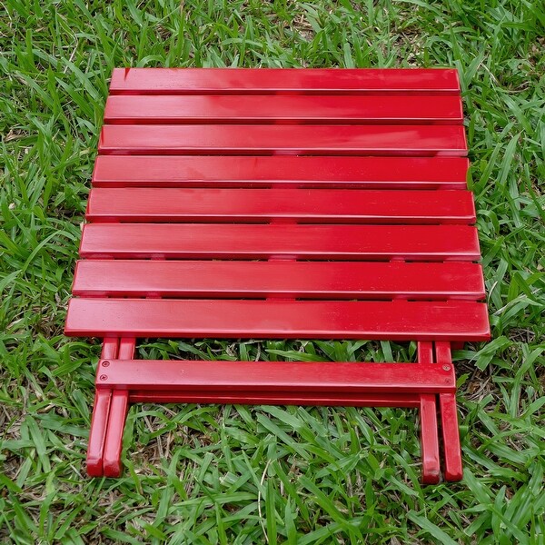Merry Products Authentic Acacia Hardwood Flat Folding Slatted Side Table, Red - 7.05