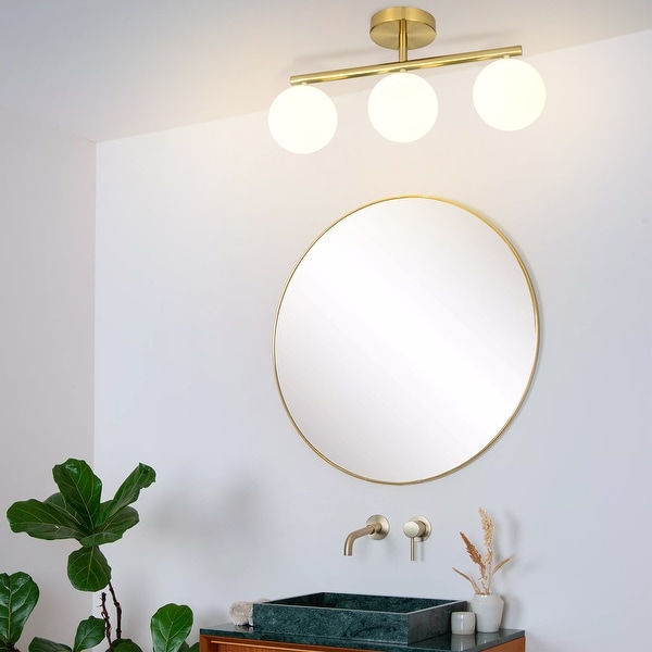 Eurus Home 3-light Gold Bathroom Vanity Light with Milk Globe Glass,G9 Base