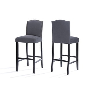 Darren Contemporary Upholstered Barstools with Nailhead Trim (Set of 2) by Christopher Knight Home