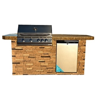 KoKoMo Grills 7'6" St. John Outdoor Kitchen BBQ Island Grill