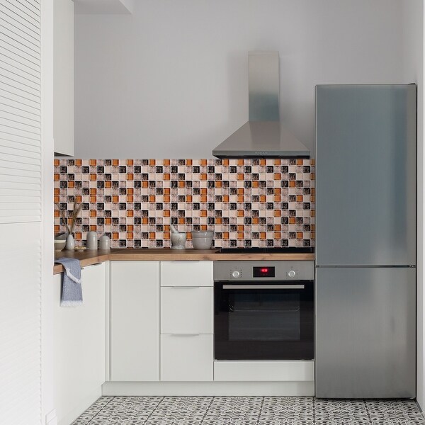 10 Sheets Peel and Stick Tiles Backsplash, 3.94x3.94x0.02" Black Beige