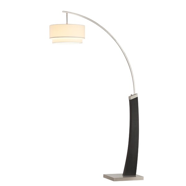 Katerina 81" LED Arched Floor Lamp with Square Steel and Wood Base - 80