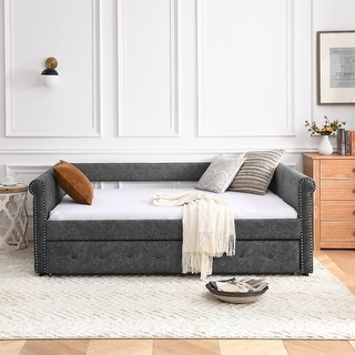Modern Full Daybed & Twin Trundle Daybed with Trundle Upholstered Tufted Sofa Bed