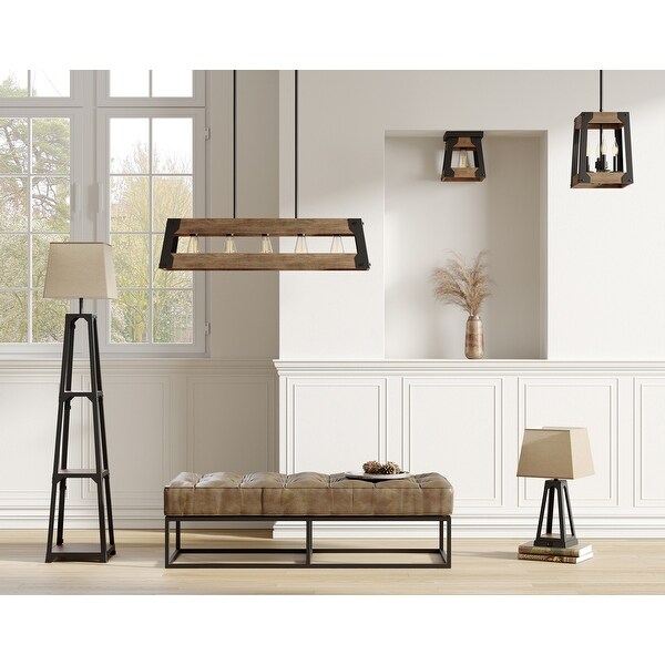 WAMPAT Exclusive Design Floor Lamp with 3-Level Shelves and Lampshade