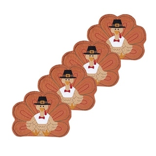 Turkey Shaped Cotton Reversible Thanksgiving Placemat Set of 4