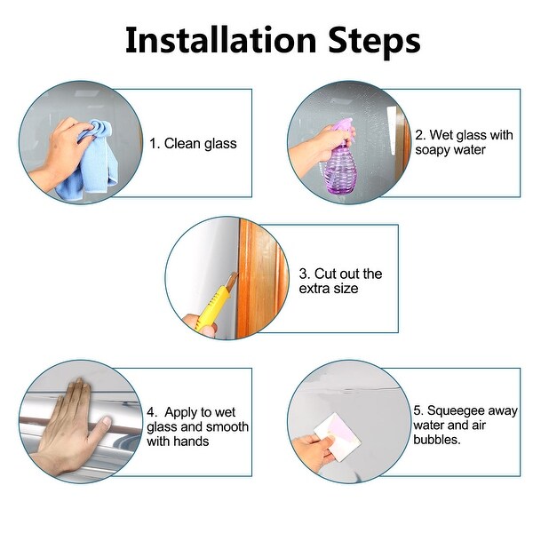 PET Self-sticky Window Film Privacy Heat Control Films 20"x78.7" - Silver Tone - 20in. By 78.7in