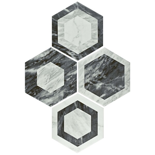 SomerTile Classico Bardiglio Hexagon Geo 7" x 8" Porcelain Floor and Wall Tile