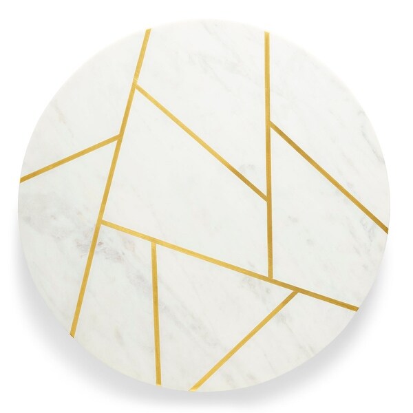 GAURI KOHLI Infinia Marble Lazy Susan 16" - White