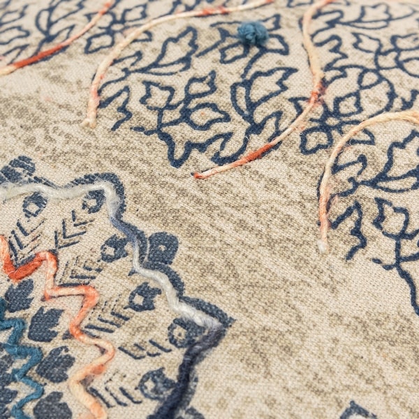 Rizzy Home Beige, Rust, and Blue Hand-crafted Medallion Throw Pillow