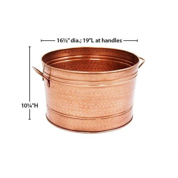 Hammered Pattern Galvanized Farmhouse Style Tub, Copper