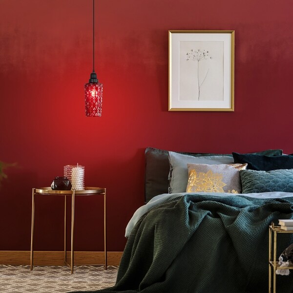 River of Goods Blue/Red and Black Glass and Metal 4.75-Inch Pendant Light with Adjustable Hanging Cord