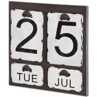 Dario White Metal Distressed Hanging Day Calendar - Small