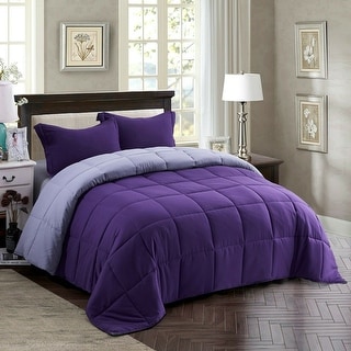 Down Alternative Comforter Set 3 PCS with Shams Twin Purple