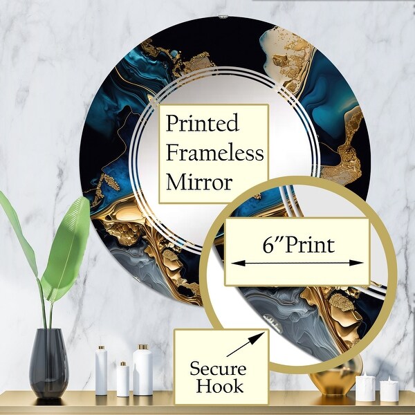 Designart 'Abstract Geode Marble Blue IV' Printed Abstract Marble Wall Mirror